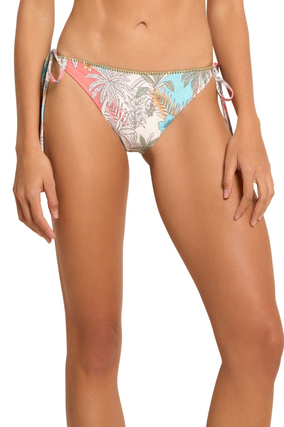 Badmode Cosita Linda Tie Side Bikini Broekje | Cosita Linda Botanical Magic Tie Side Bikini Broekje