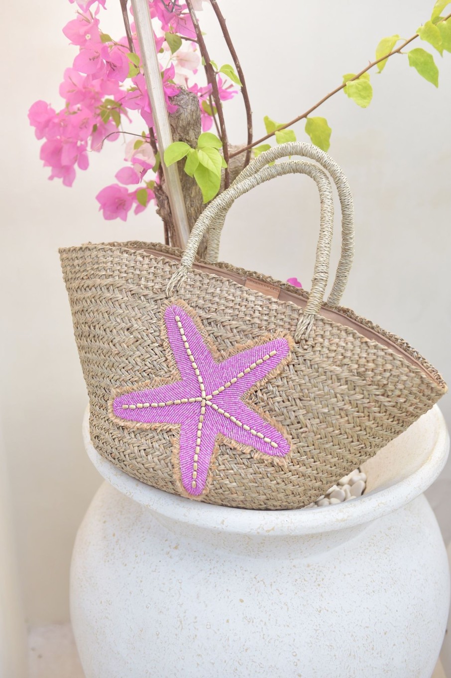 Kleding & Accessoires Hot Lava Strandtassen | Hot Lava Strandtas Starfish Naturel Roos