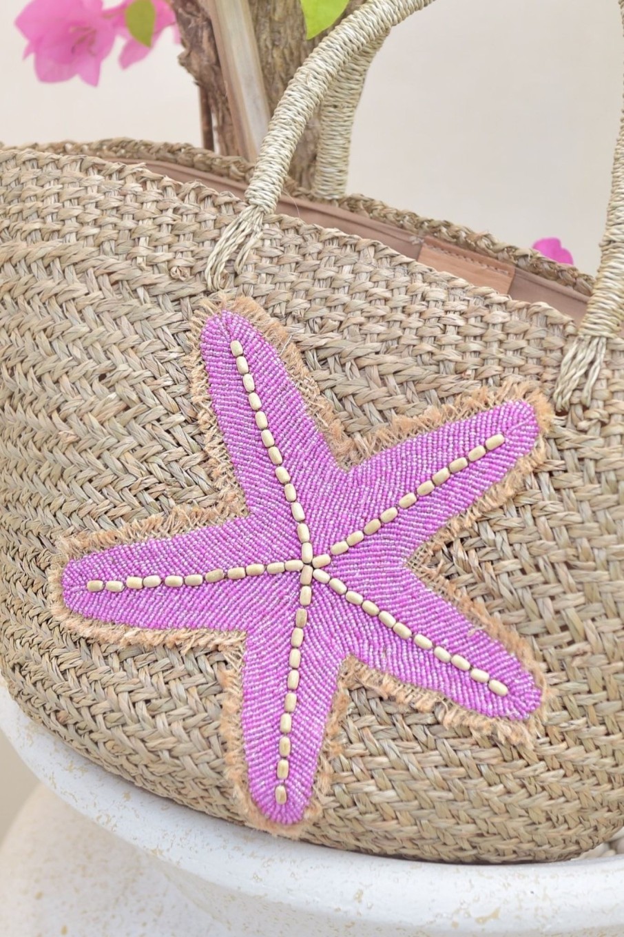 Kleding & Accessoires Hot Lava Strandtassen | Hot Lava Strandtas Starfish Naturel Roos