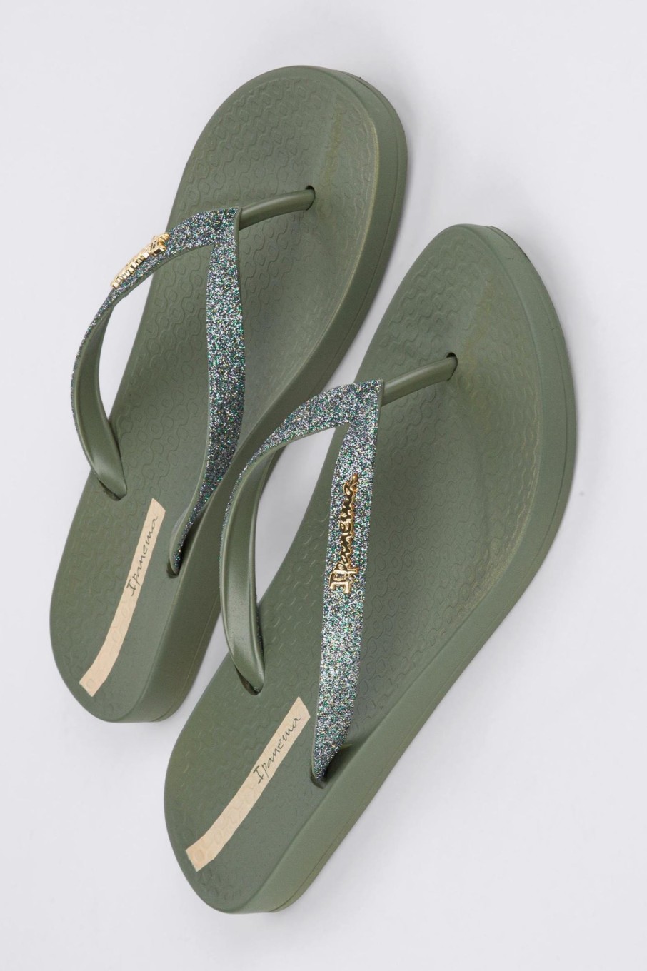 Kleding & Accessoires Ipanema Slippers | Ipanema Slippers Khaki Met Glitter