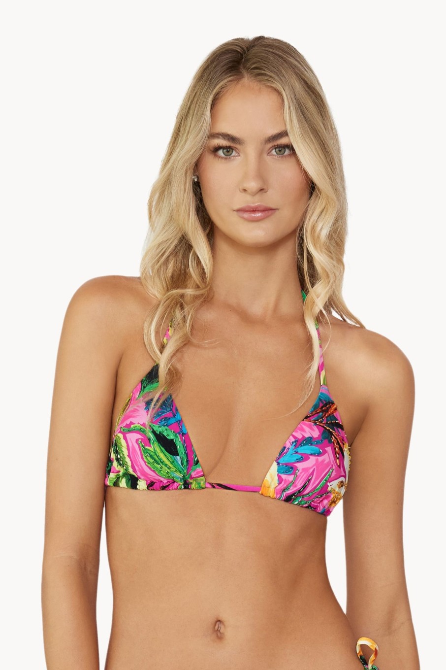 Badmode Pq Swim Triangel Bikini Tops | Pilyq Swim Bahama Beach Geborduurde Triangel Bikini Top