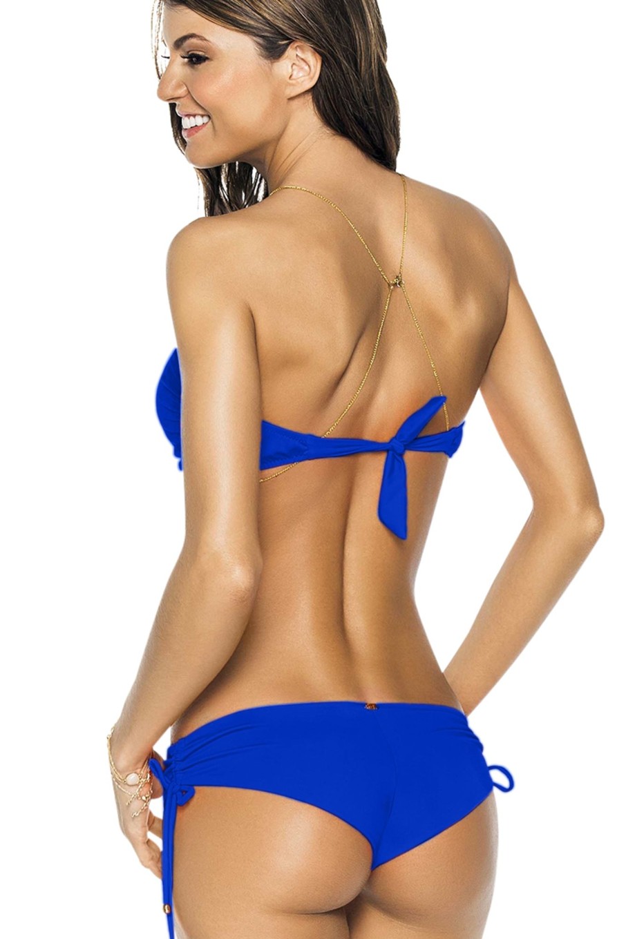 Badmode PHAX | Phax Kobalt Blauwe V - Bandeau Bikini Met Cheeky Bikini Broekje