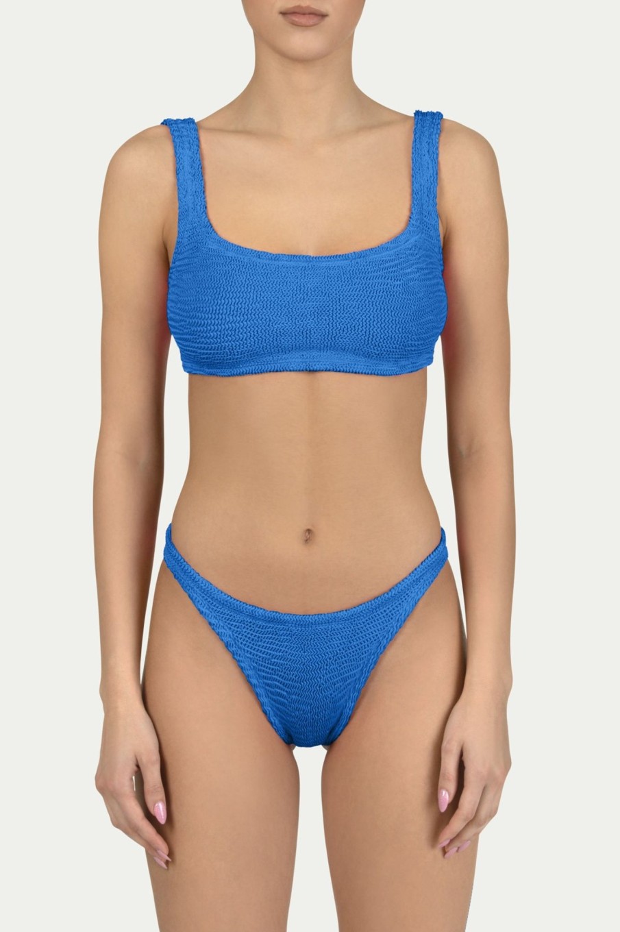 Badmode Paramidonna | Paramidonna Emily Geribbelde Fashion Bikini Azure