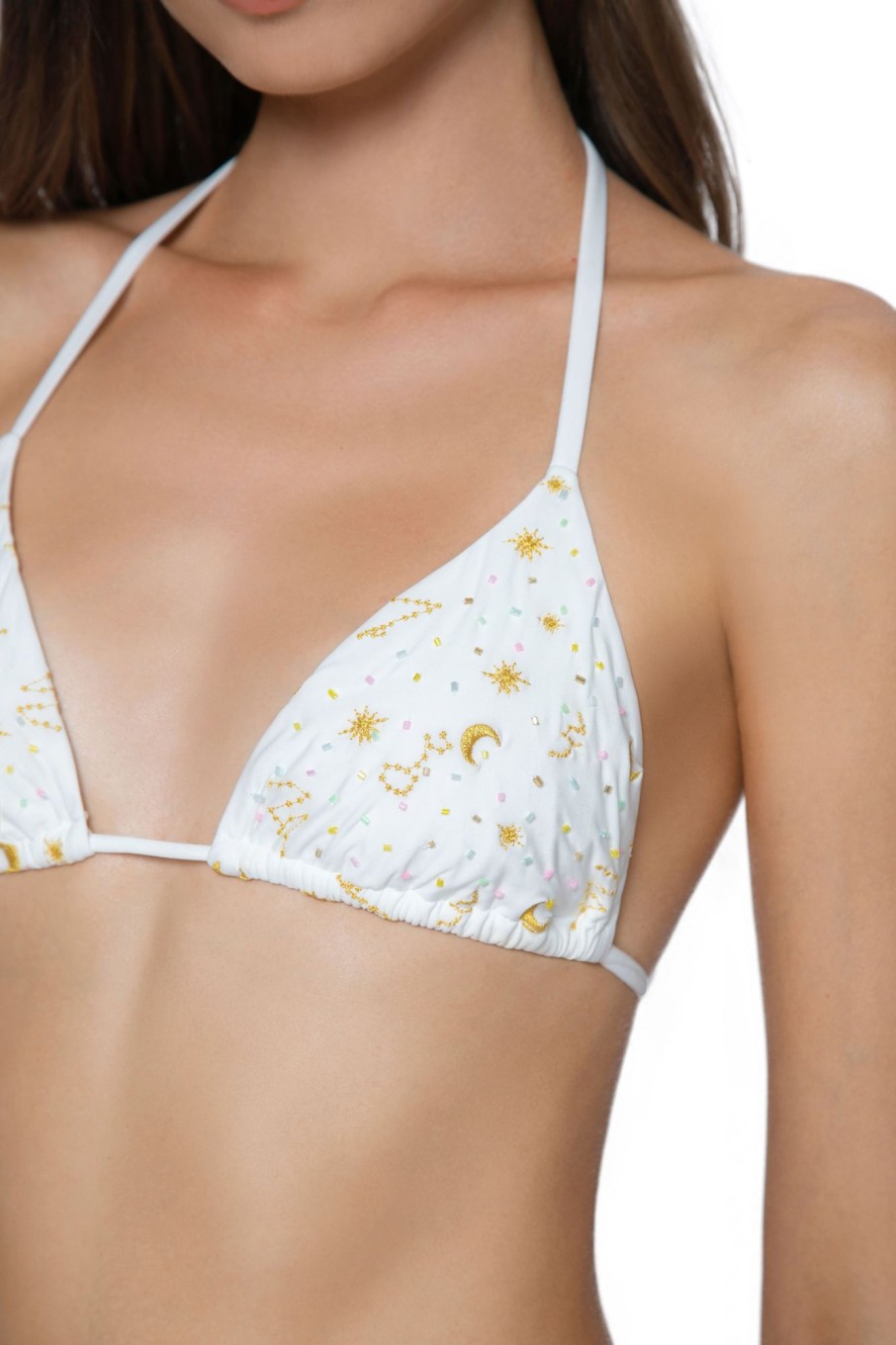 Badmode Pq Swim | Pq Swim Celestial Geborduurde Triangel Bikini Top