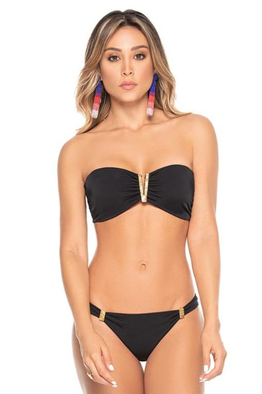 Badmode PHAX | Phax Zwarte V - Bandeau Bikini Met Intermedium Bikini Broekje