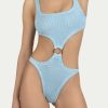 Badmode Paramidonna | Paramidonna Olivia Ribbed Swimsuit Sky