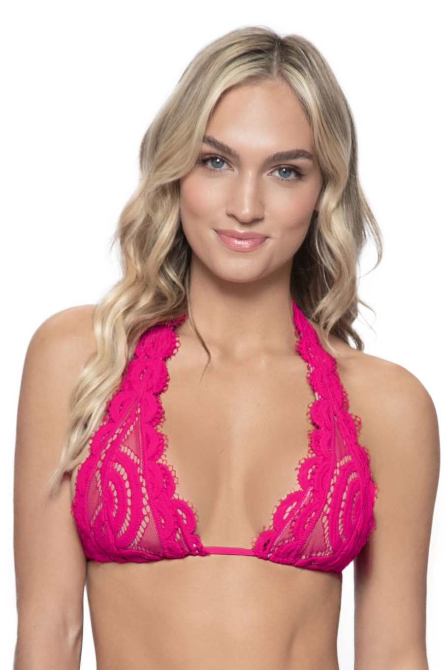 Badmode Pq Swim | Pilyq Swim Cosmo Kanten Halter Bikini Top Fuscia