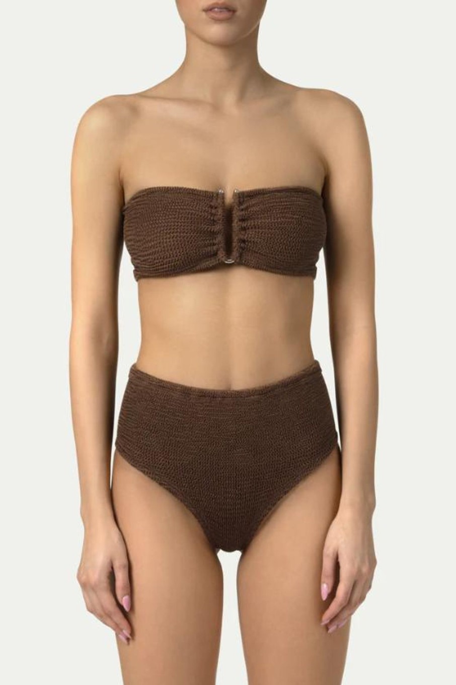 Badmode Paramidonna | Paramidonna Frida Geribbelde Bandeau Bikini Choco