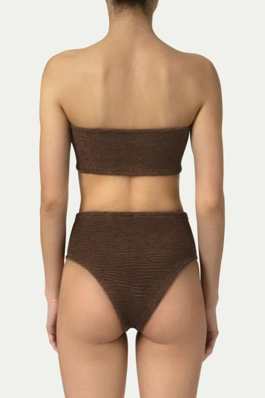 Badmode Paramidonna | Paramidonna Frida Geribbelde Bandeau Bikini Choco