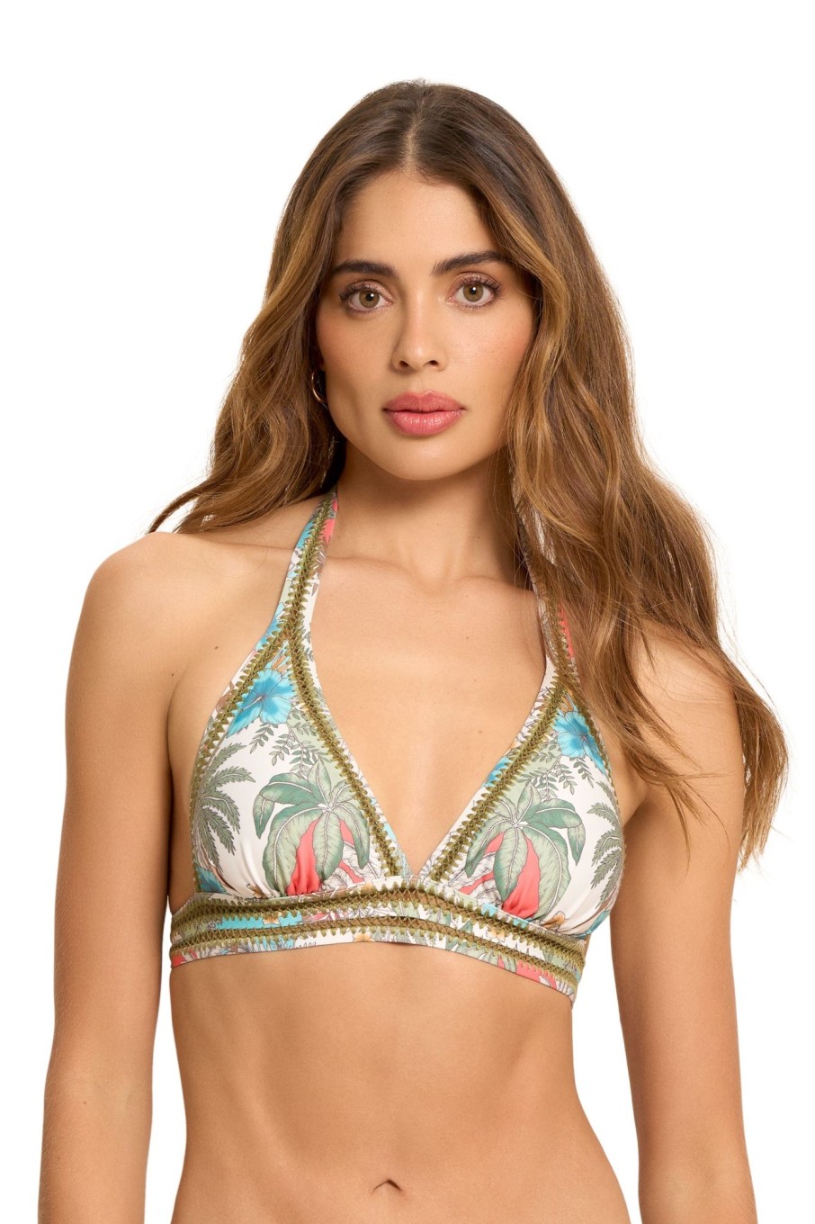 Badmode Cosita Linda Halter Bikini Tops | Cosita Linda Botanical Magic Halter Bikini Top