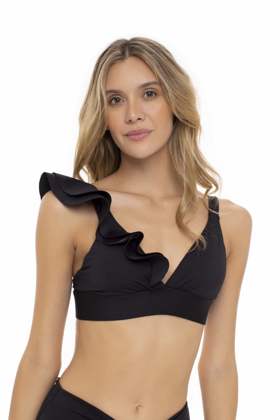 Badmode Milonga | Milonga Palette Zwarte Ruffle Halter Bikini Top