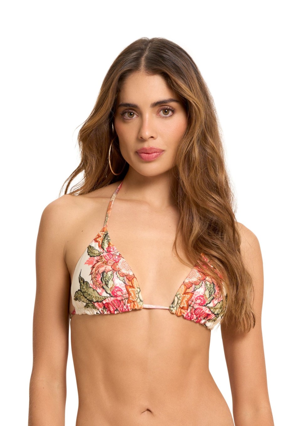 Badmode Cosita Linda Triangel Bikini Tops | Cosita Linda Abloom Geborduurde Triangel Bikini Top