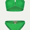 Badmode Paramidonna | Paramidonna Frida Geribbelde Bandeau Bikini Groen