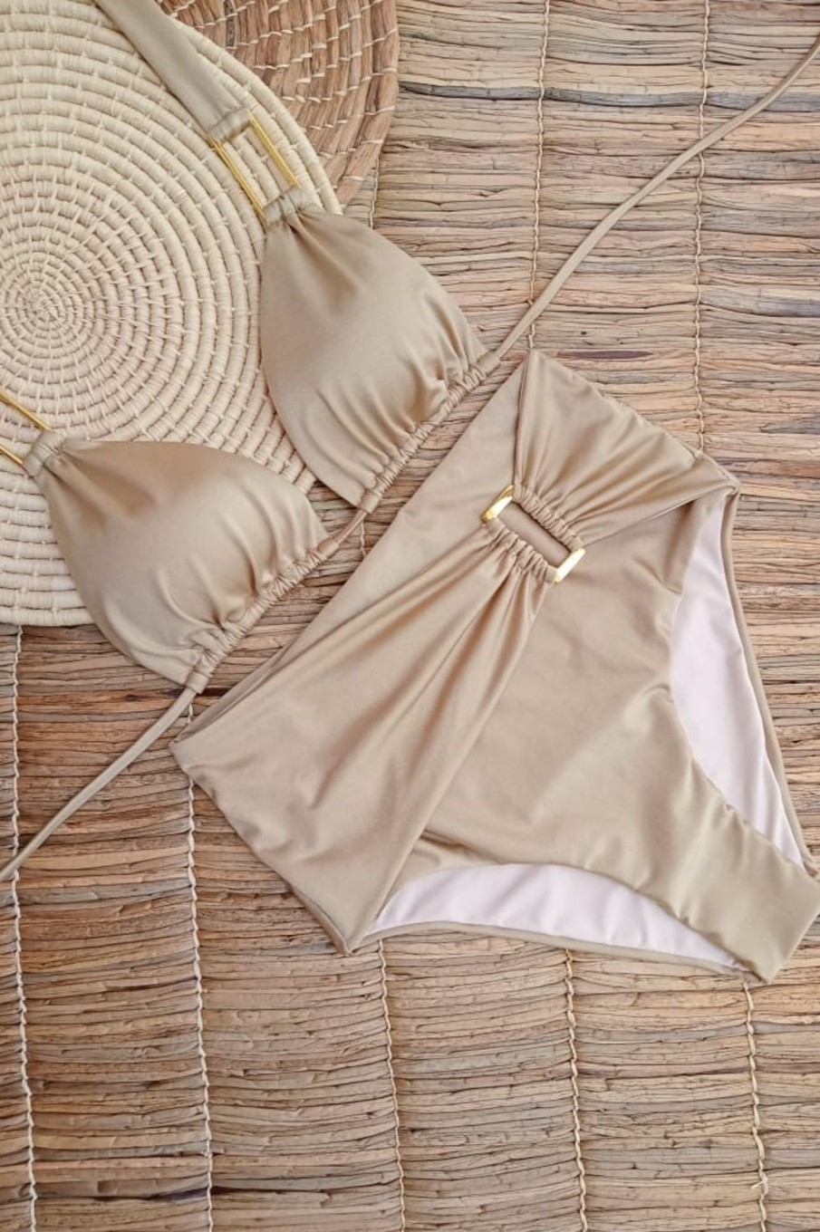 Badmode Beach Fashion Only | Mystical Gold Shine High Waist Bikini