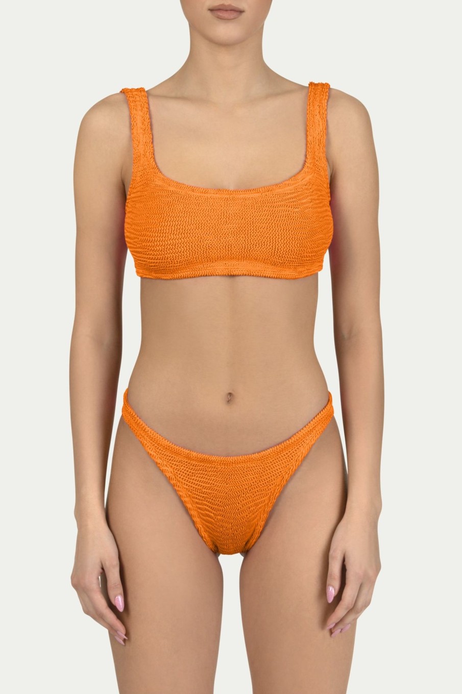 Badmode Paramidonna | Paramidonna Emily Geribbelde Fashion Bikini Oranje