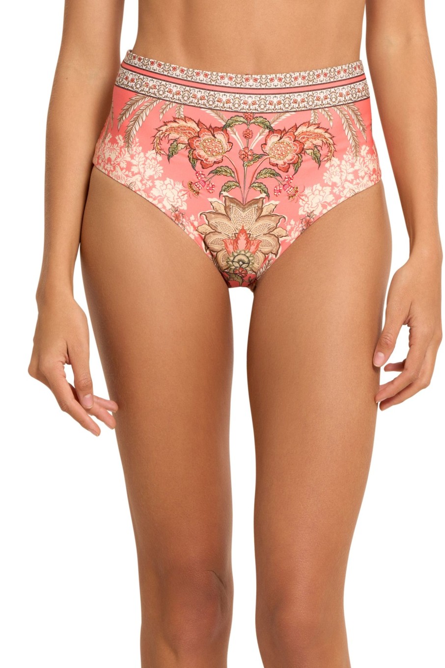 Badmode Cosita Linda Hoge Taille | Cosita Linda Abloom Geborduurd High Waist Bikini Broekje